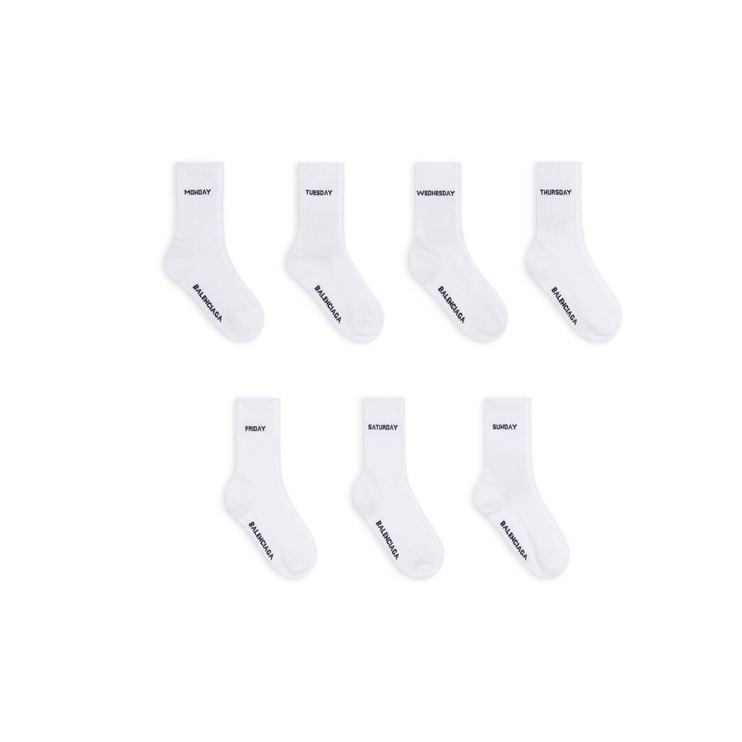 Men\'s Balenciaga 7 Set Socks White | 3051FXTVB