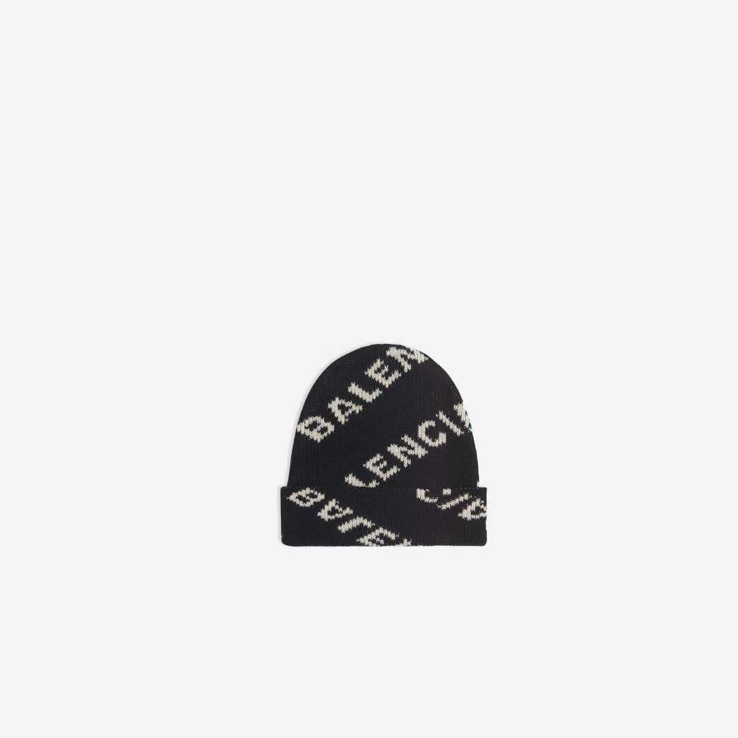 Men's Balenciaga Allover Logo Caps Black | 1329IMYXA