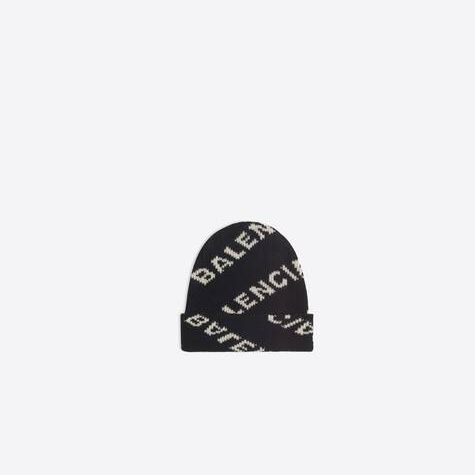 Men's Balenciaga Allover Logo Caps Black | 1329IMYXA