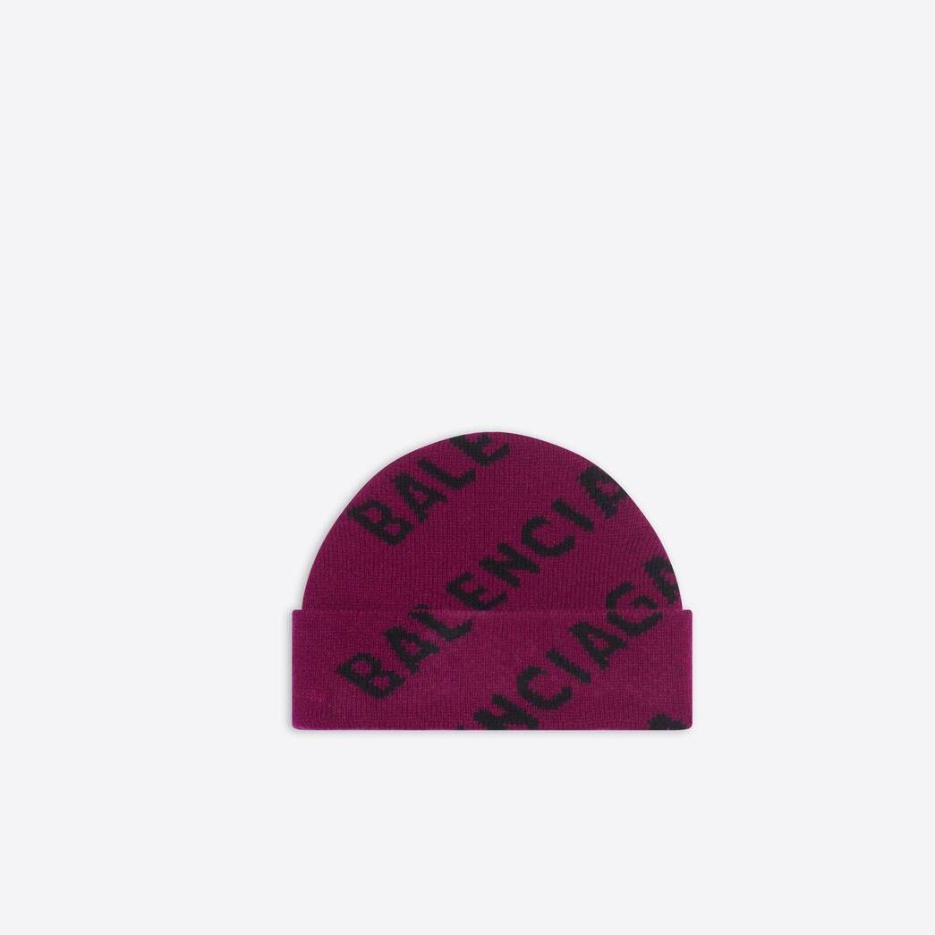 Men's Balenciaga Allover Logo Caps Purple | 9406RAIOU