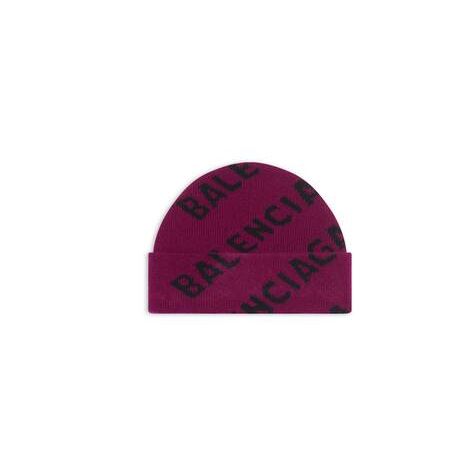 Men's Balenciaga Allover Logo Caps Purple | 9406RAIOU