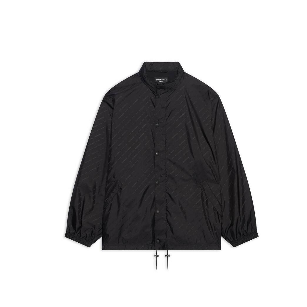 Men's Balenciaga Allover Logo Rain Jackets Black | 1329WAPSC