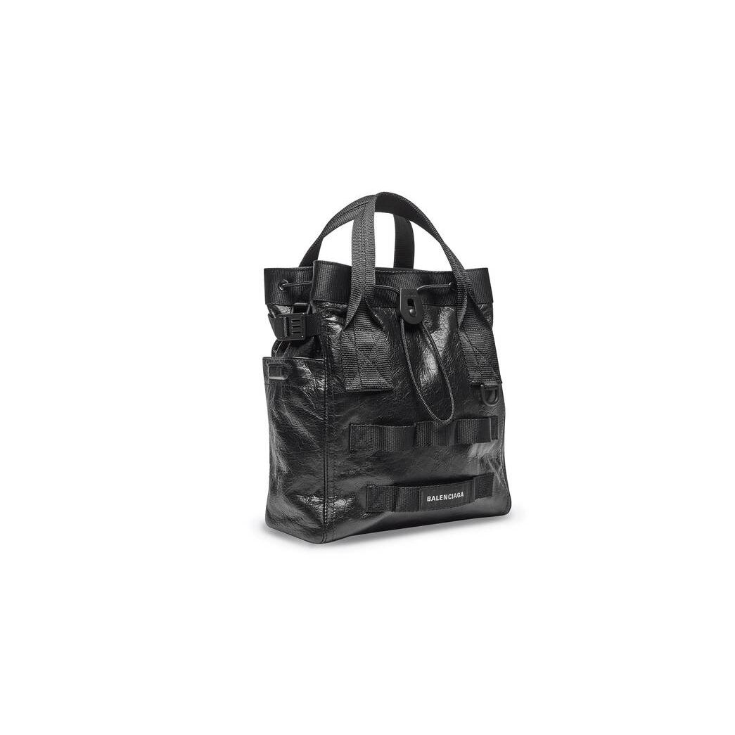 Men's Balenciaga Army Small Tote Bags Black | 1435FMPCN