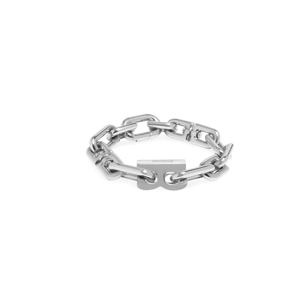 Men\'s Balenciaga B Chain Thin Bracelet Jewelry Silver | 6531XZUMO