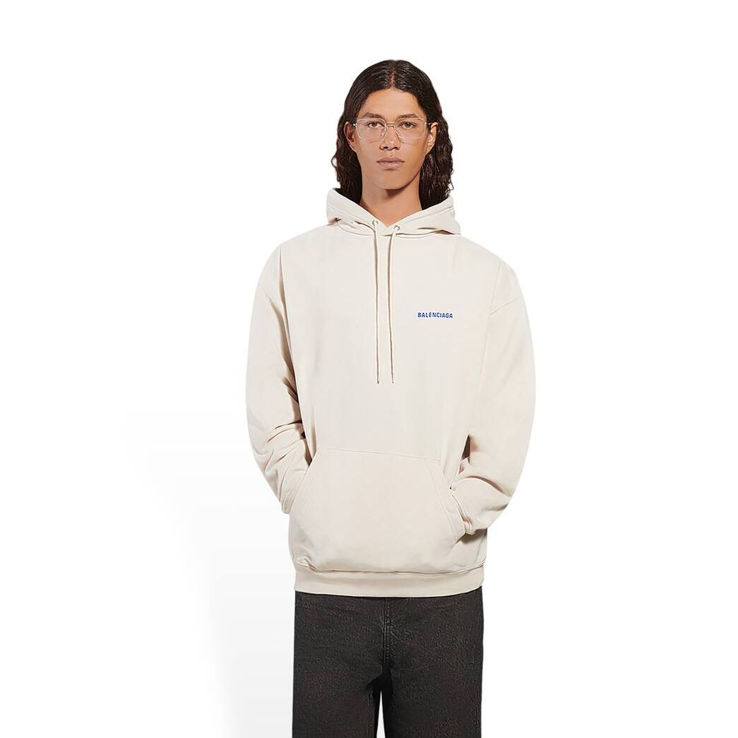 Men's Balenciaga Balenciaga Medium Fit Hoodie Beige | 6048TBOVW