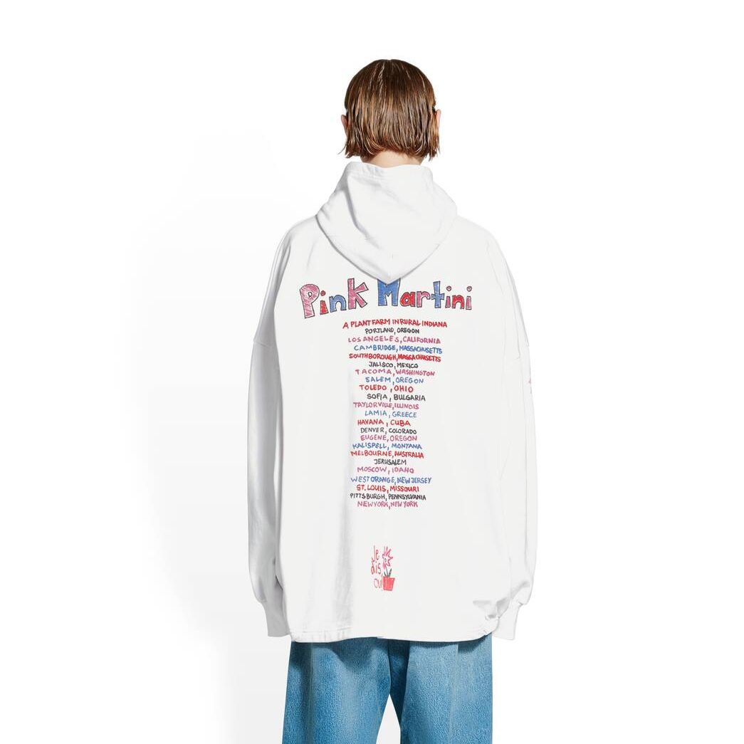 Men's Balenciaga Balenciaga Music Martini Merch Elastic Hem Oversized Hoodie Light Beige | 4138RLZYH