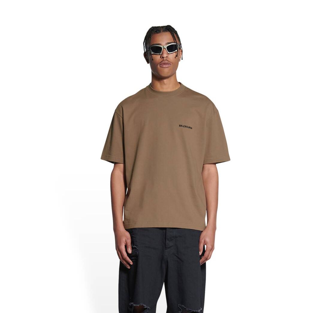 Men's Balenciaga Balenciaga Regular Fit T Shirts Beige | 8312DSNGR