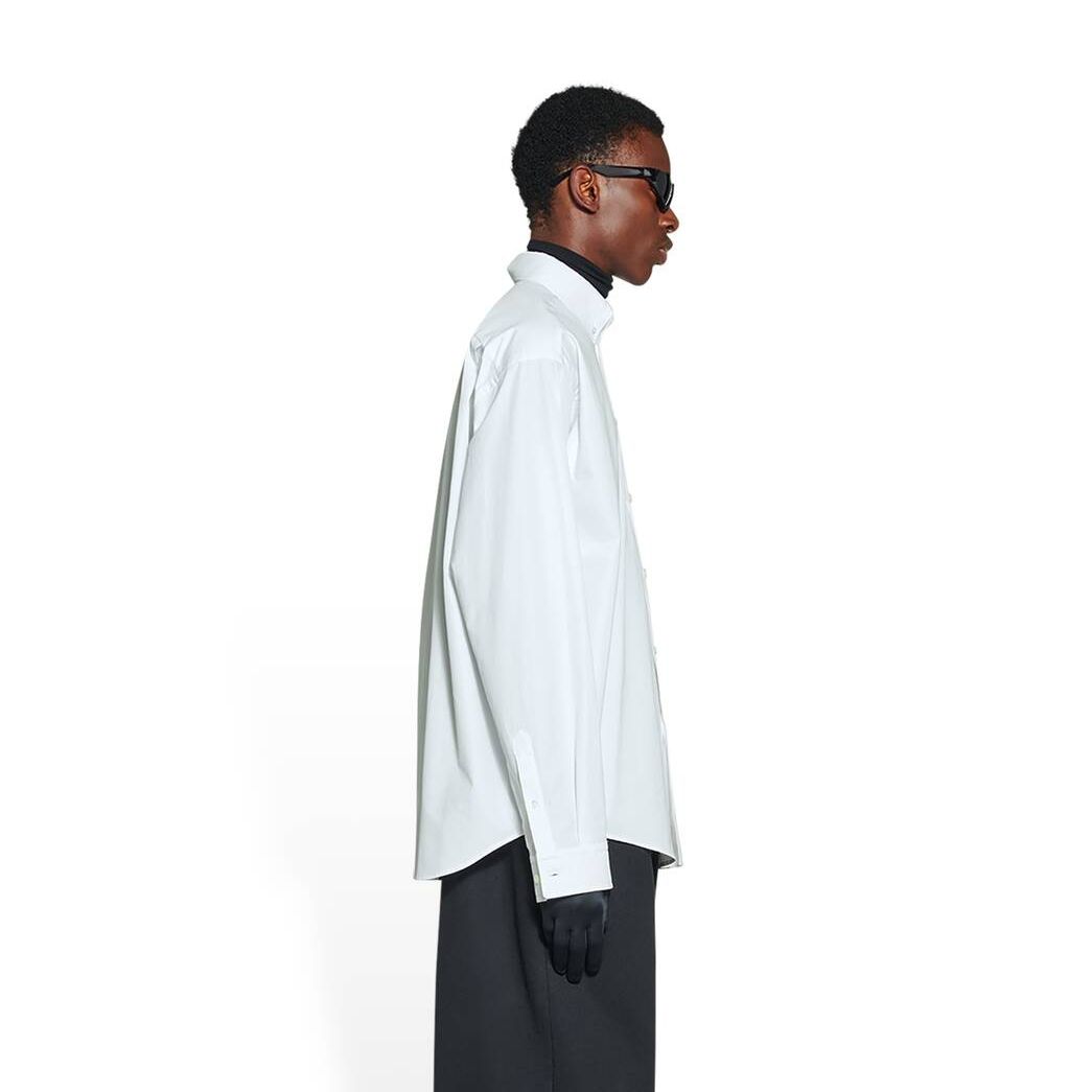 Men's Balenciaga Bb Corp Large Fit Shirts White | 2954QIFOZ