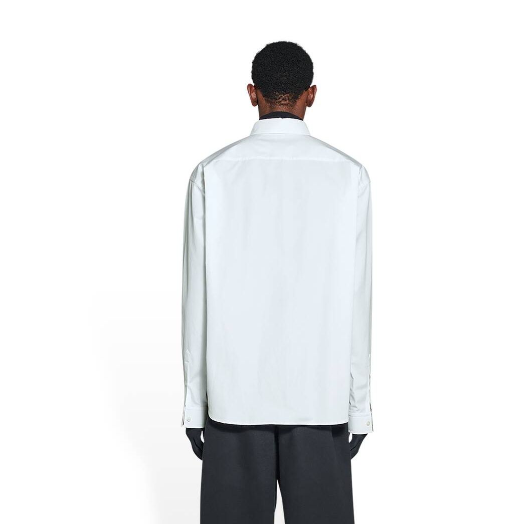 Men's Balenciaga Bb Corp Large Fit Shirts White | 2954QIFOZ