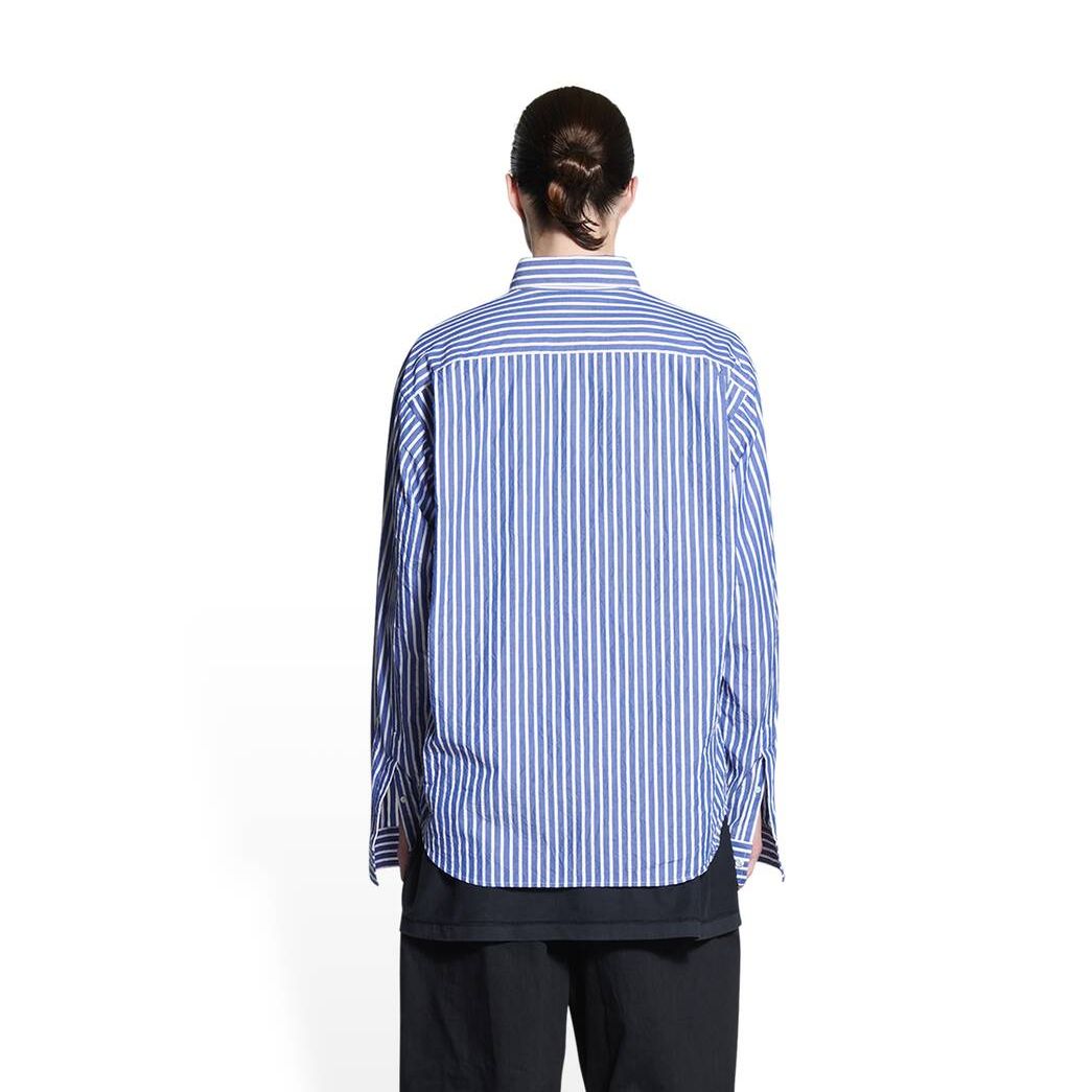 Men's Balenciaga Bb Corp Large Fit Shirts Blue | 7618JCAYO