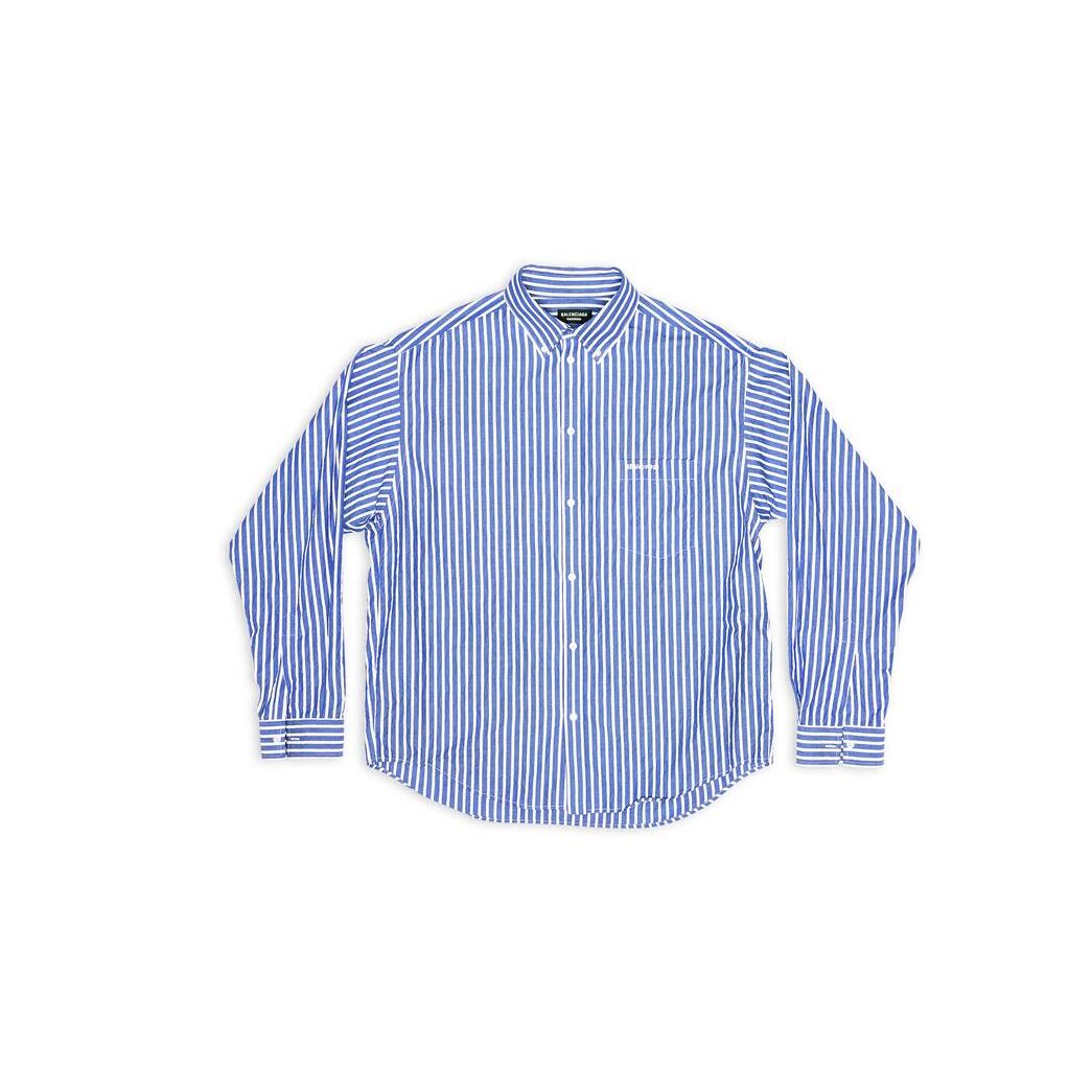 Men's Balenciaga Bb Corp Large Fit Shirts Blue | 7618JCAYO