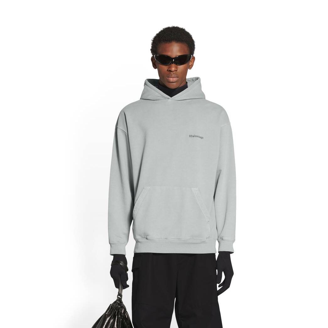 Men's Balenciaga Bb Corp Medium Fit Hoodie Grey | 1379XQNKY