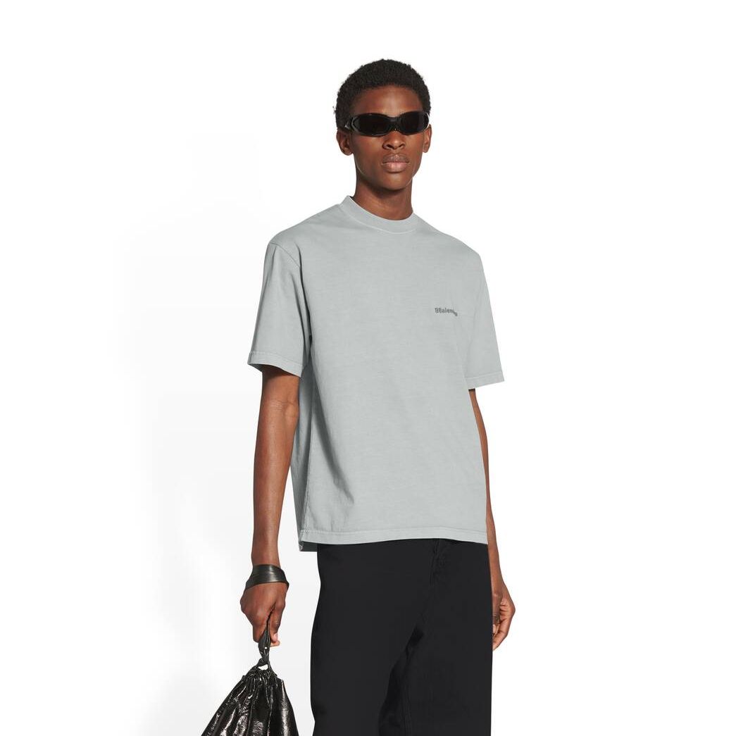 Men's Balenciaga Bb Corp Medium Fit T Shirts Grey | 6520RPSCA