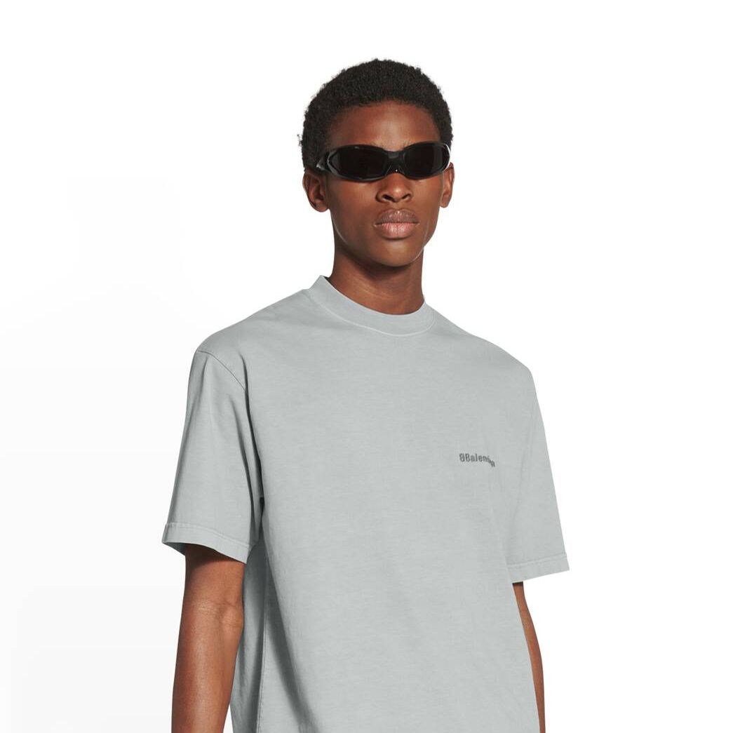 Men's Balenciaga Bb Corp Medium Fit T Shirts Grey | 6520RPSCA