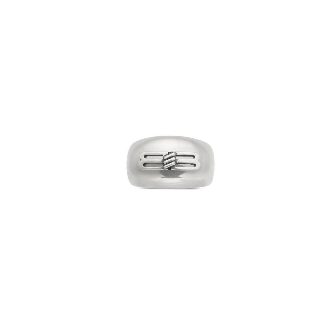 Men's Balenciaga Bb Icon Signet Ring Jewelry Silver | 8935REOGK