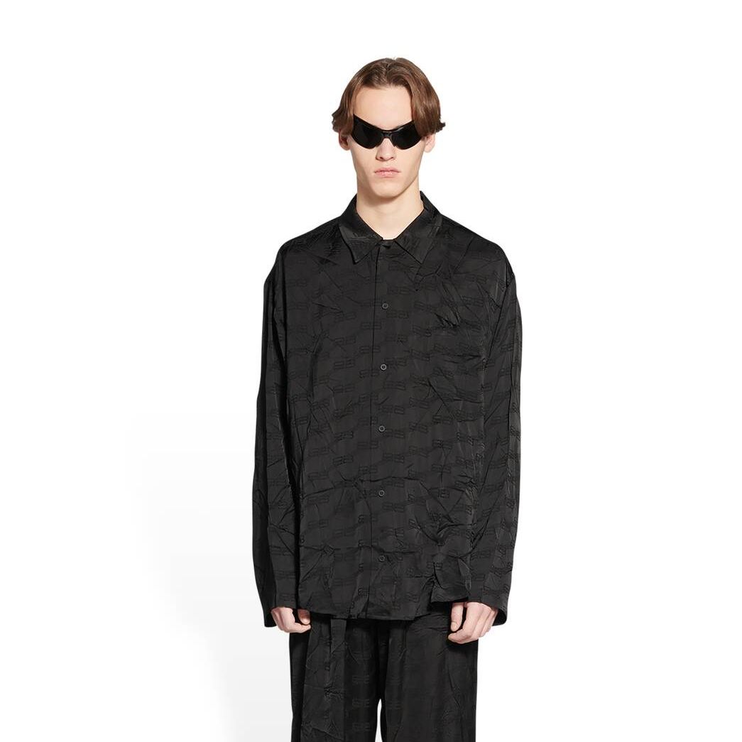 Men's Balenciaga Bb Monogram Minimal Shirts Black | 5019OUMBS