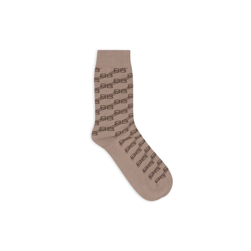 Men\'s Balenciaga Bb Monogram Socks Beige | 9567BYSXM