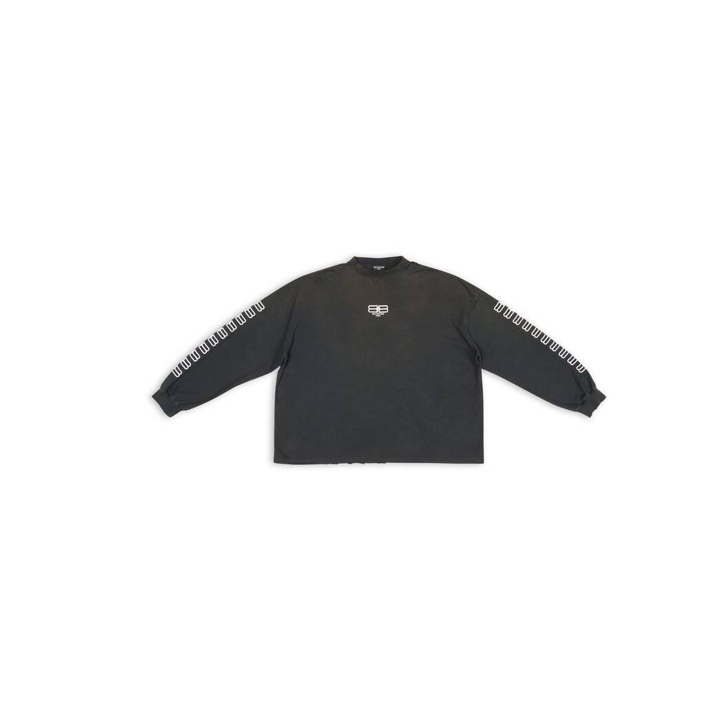 Men's Balenciaga Bb Paris Icon Long Sleeve T Shirts Black | 6751JMQFH