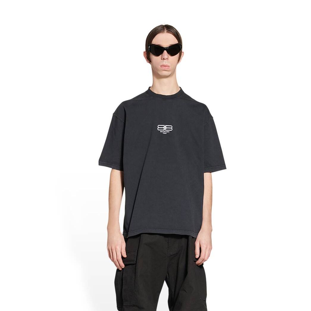 Men's Balenciaga Bb Paris Icon Medium Fit T Shirts Black | 2365XTLNM