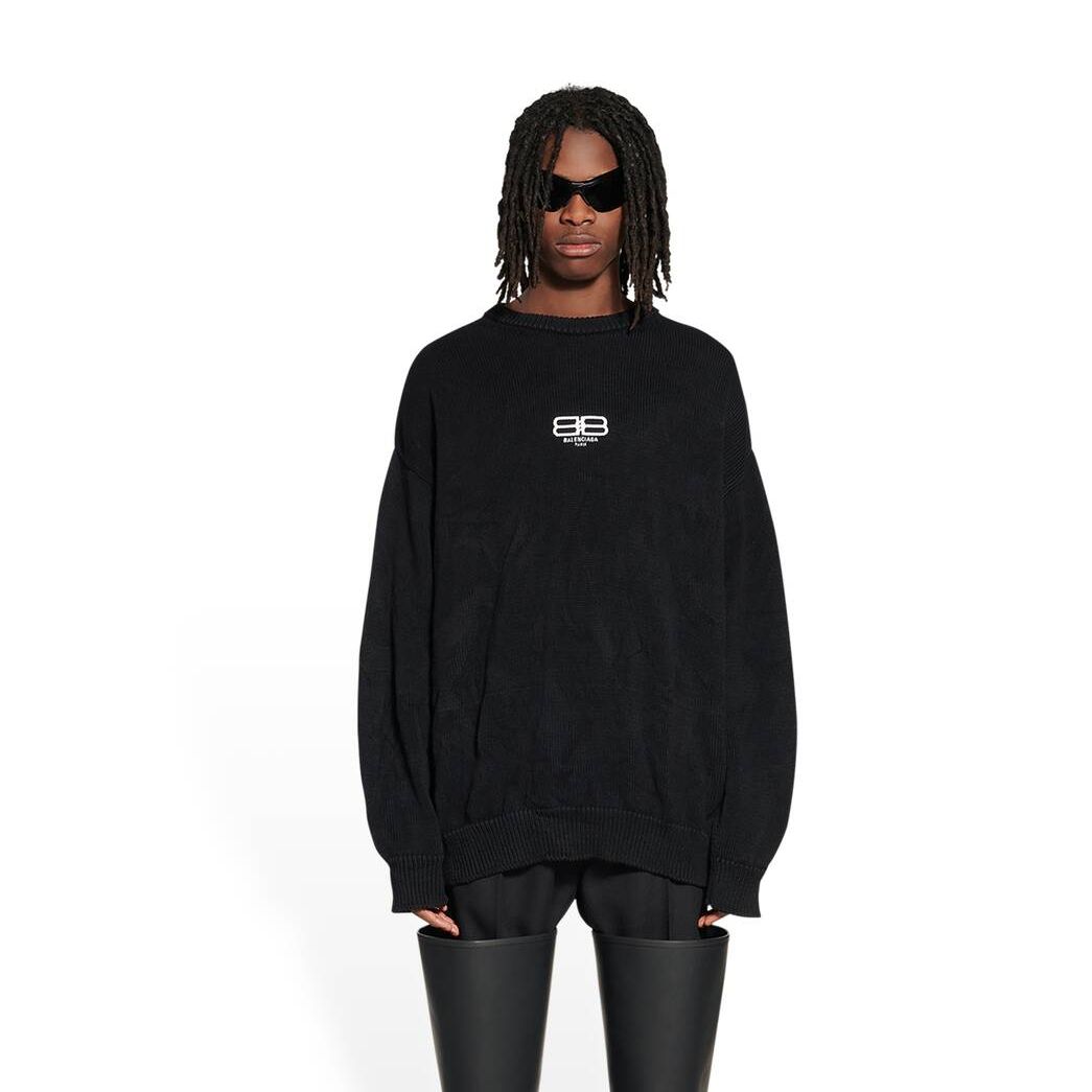 Men's Balenciaga Bb Paris Icon Sweater Knitwear Black | 2631EICXF