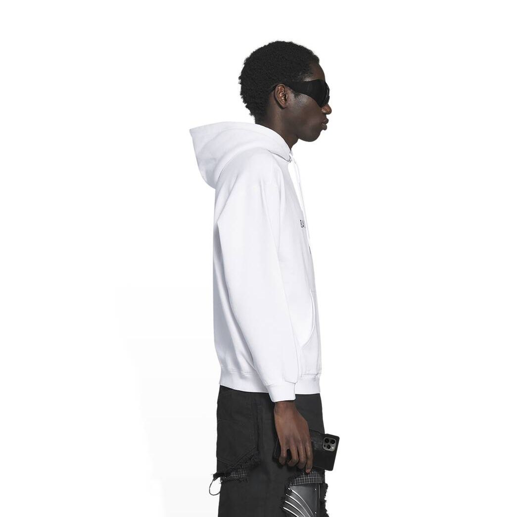 Men's Balenciaga Bb Pixel Medium Fit Hoodie White | 8973AMUXP