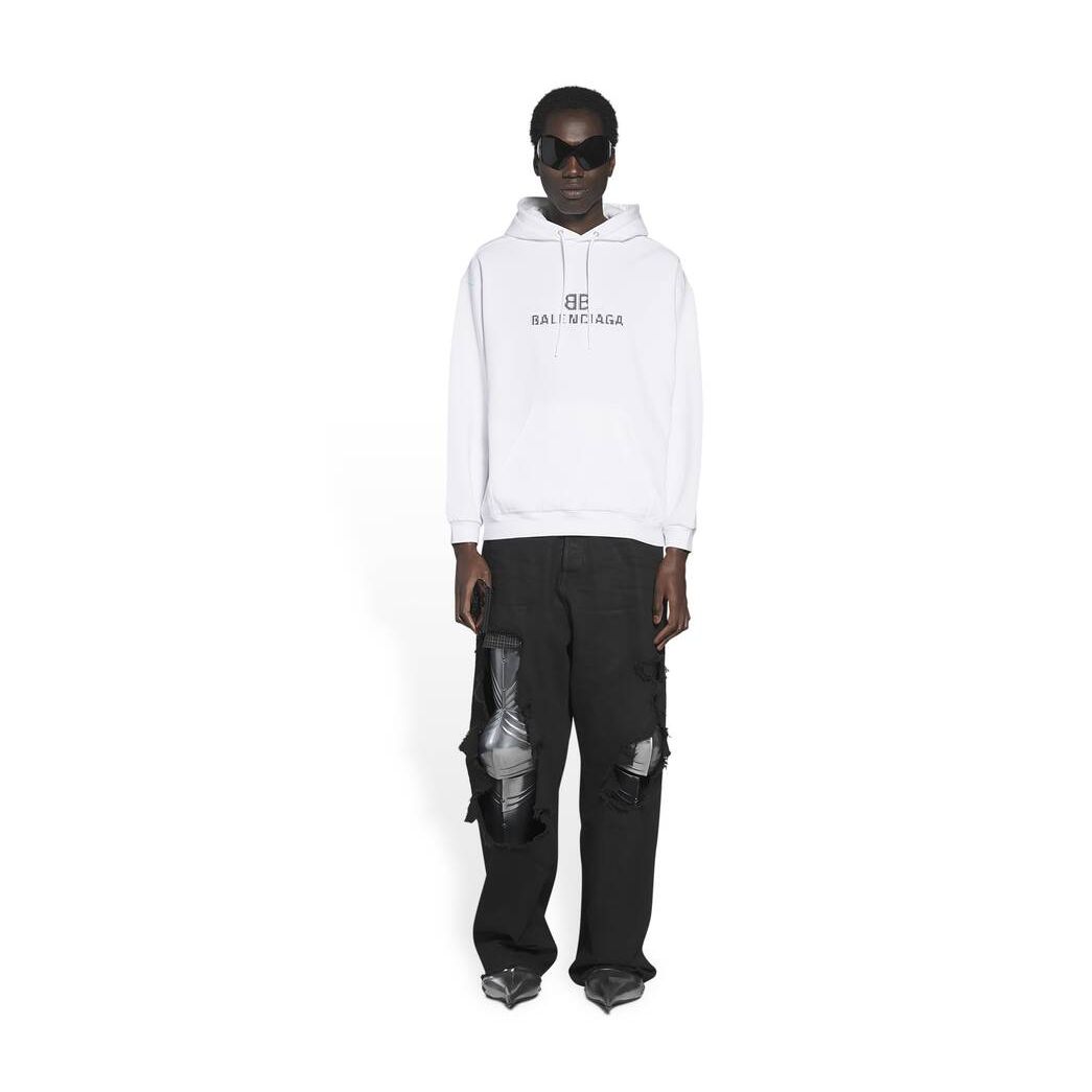 Men\'s Balenciaga Bb Pixel Medium Fit Hoodie White | 8973AMUXP