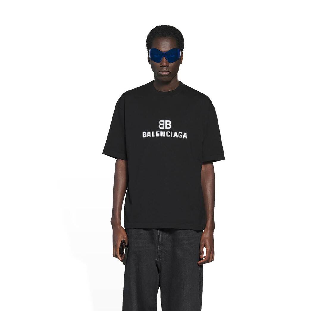 Men's Balenciaga Bb Pixel Medium Fit T Shirts Black | 7954LVKNJ