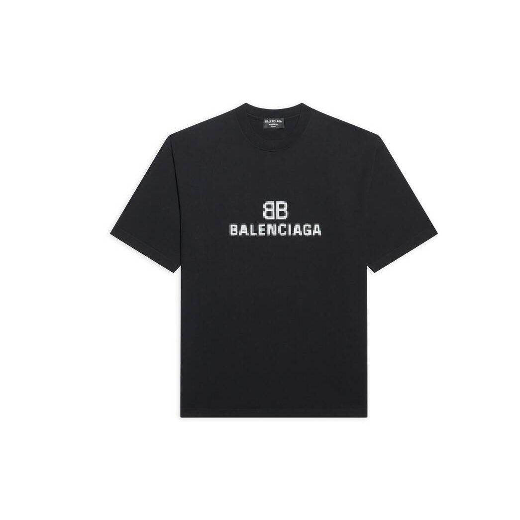 Men's Balenciaga Bb Pixel Medium Fit T Shirts Black | 7954LVKNJ