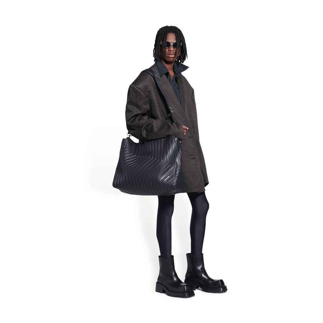 Balenciaga Men's Signature Large East-West Shopper Bag - Black Grey