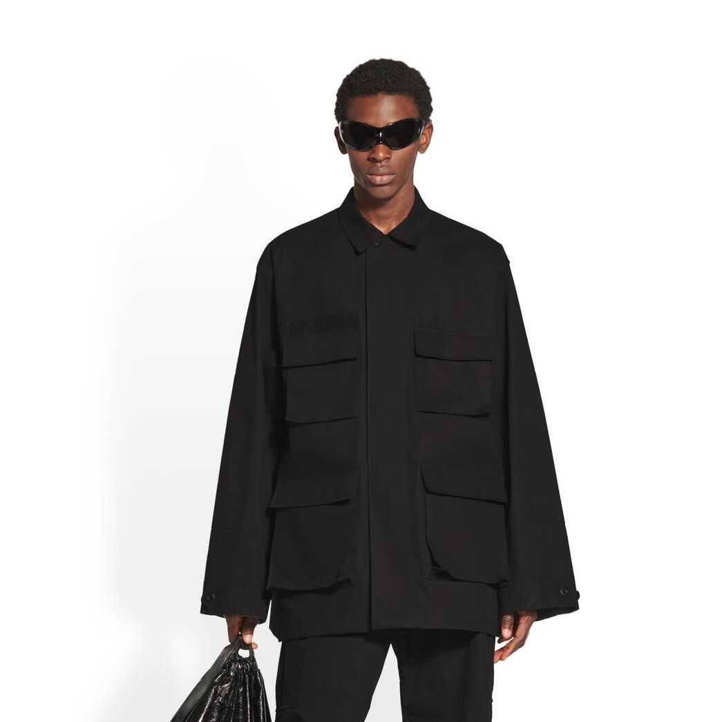 Men's Balenciaga Cargo Jackets Black | 4872YMNRQ