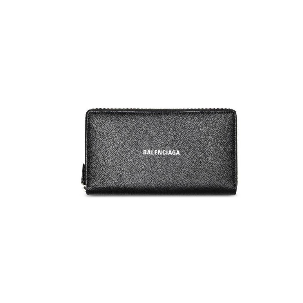 Men\'s Balenciaga Cash Continental Wallets Black / White | 4017GROIW