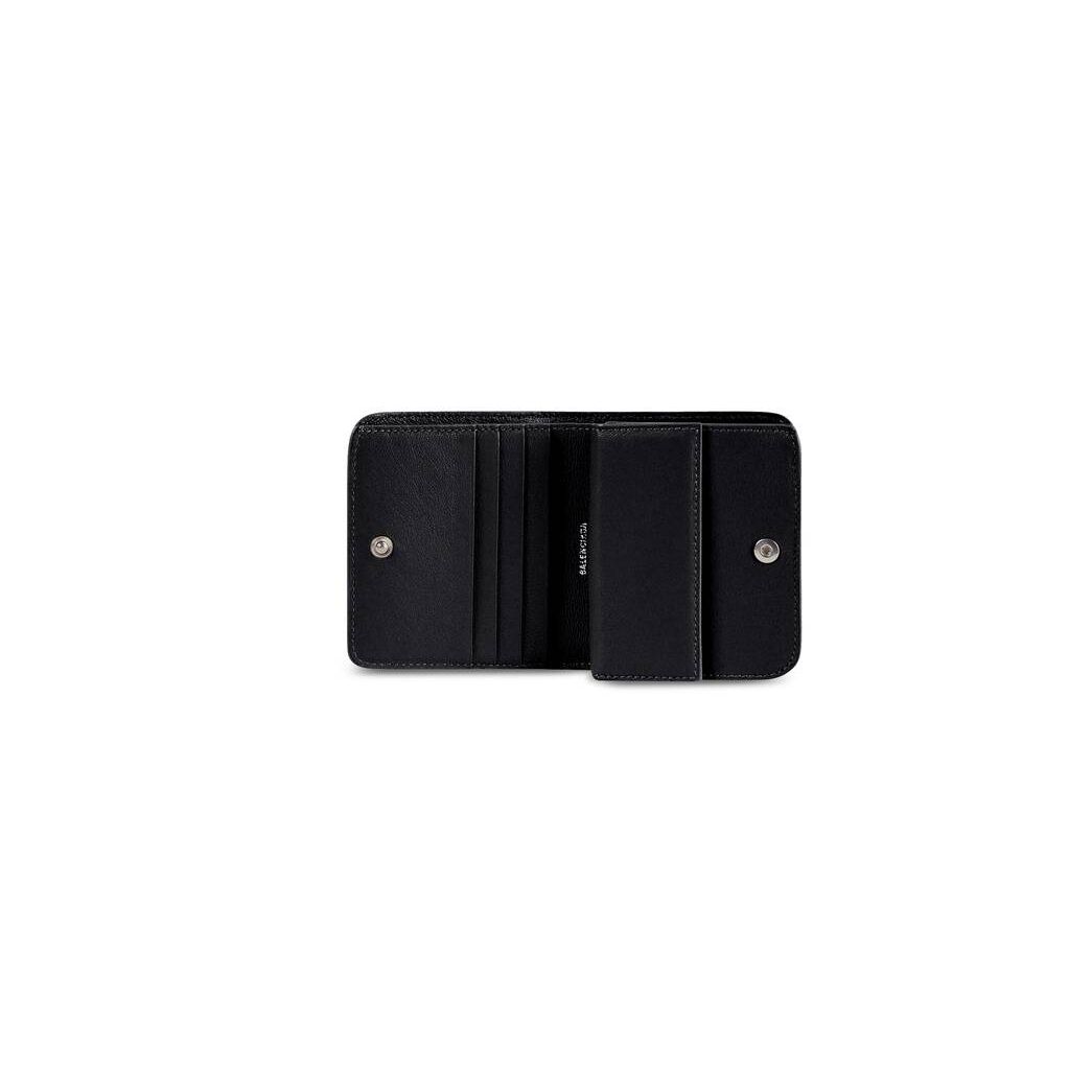 Men's Balenciaga Cash Flap Coin And Card Holder Wallets Black | 5938JTOVD