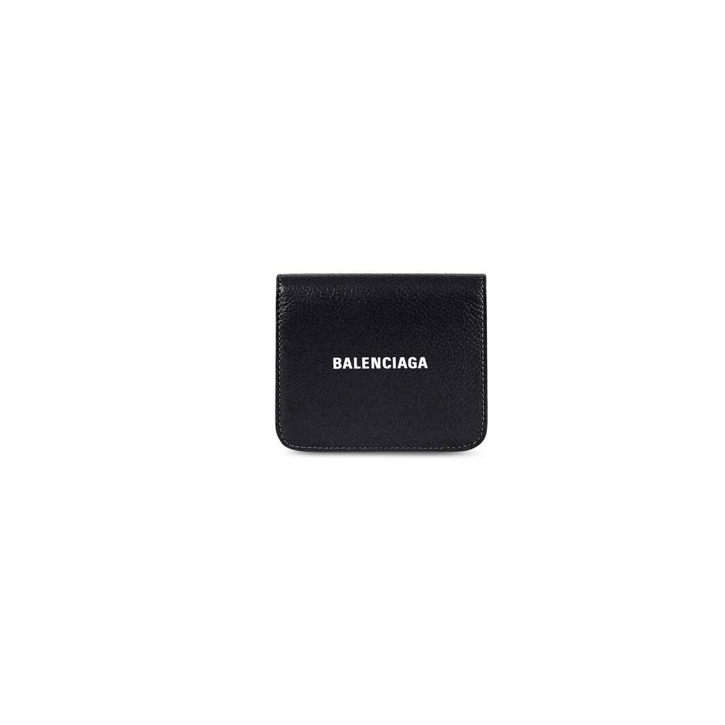 Men\'s Balenciaga Cash Flap Coin And Card Holder Wallets Black | 5938JTOVD