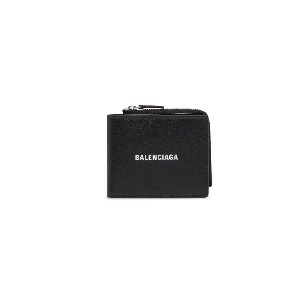 Men\'s Balenciaga Cash Folded Squared Card Holder Wallets Black | 5908LDZJE