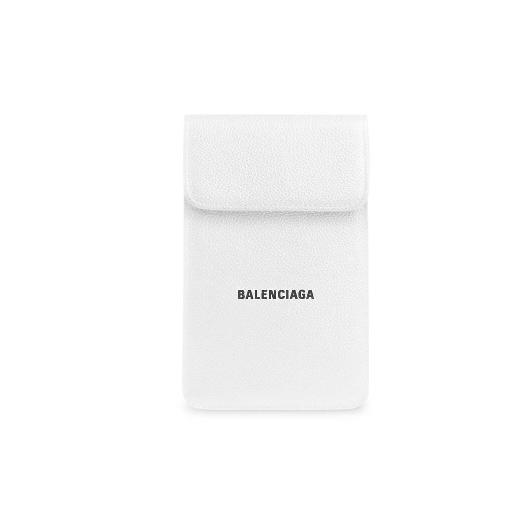 Men's Balenciaga Cash Phone And Card Holder Smartphone Accessories White / Black | 3560NSICP