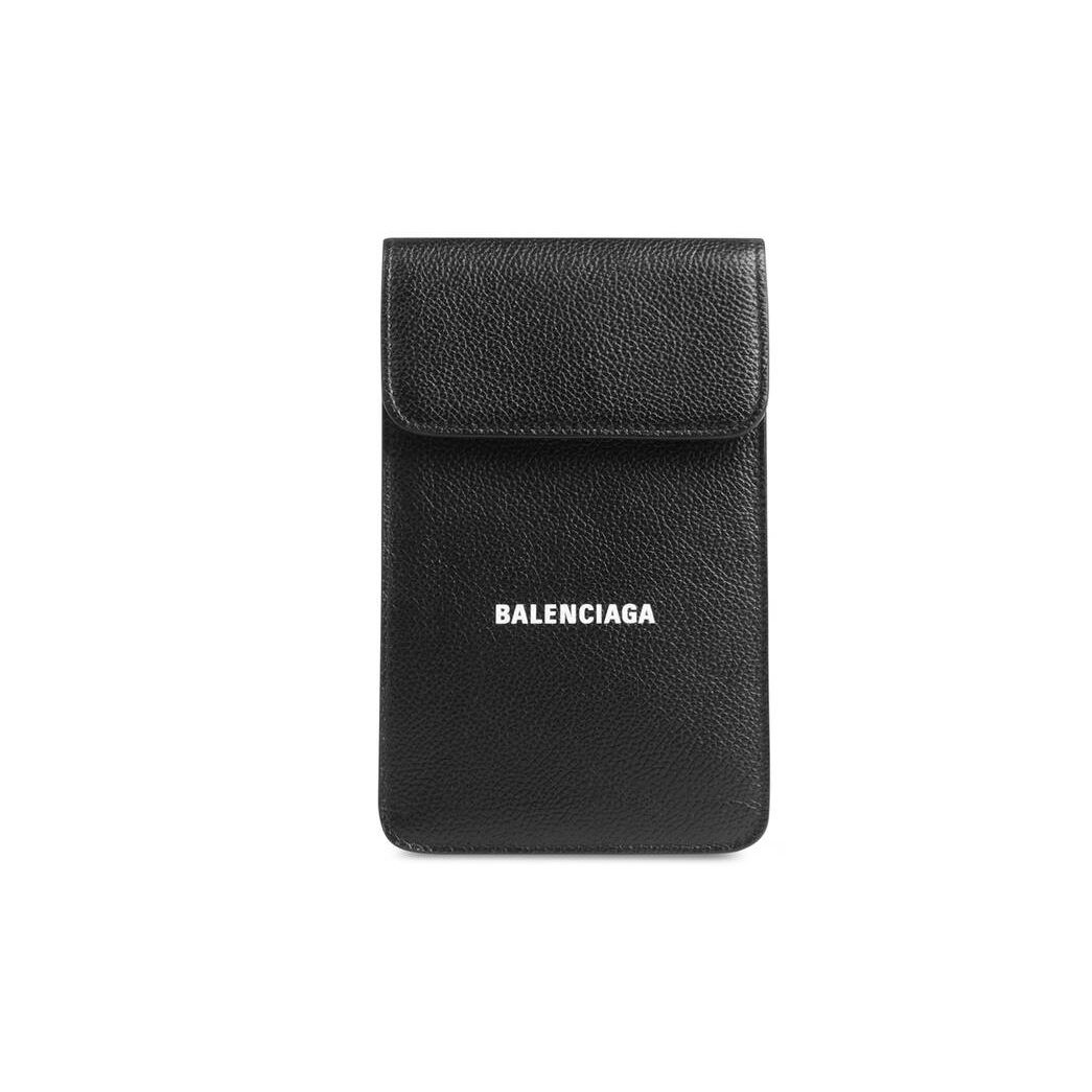 Men's Balenciaga Cash Phone And Card Holder Smartphone Accessories Black / White | 8597VEKSO