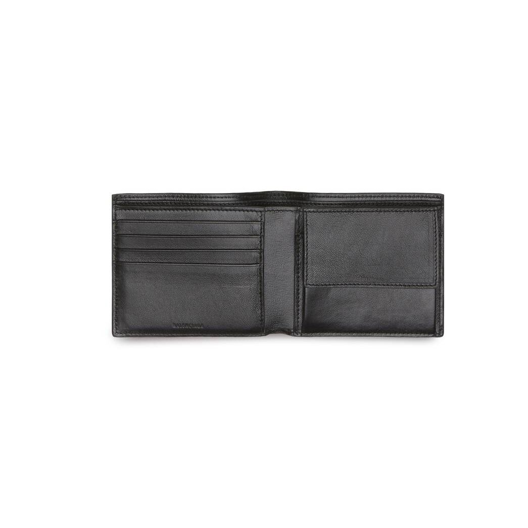 Men's Balenciaga Cash Square Folded Coin Wallets Black | 6810PDMTU