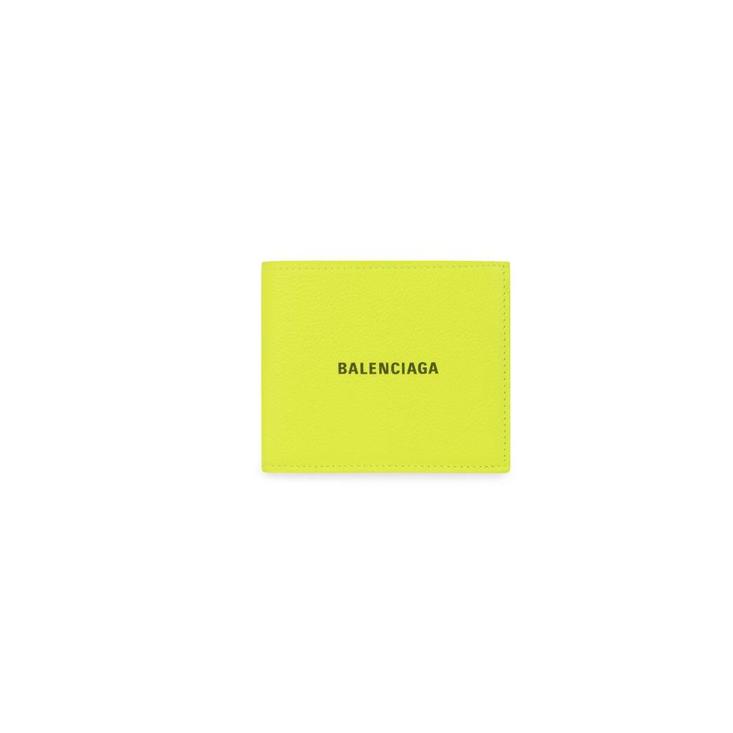 Men\'s Balenciaga Cash Square Folded Coin Wallets Yellow / Silver | 8690ZWFXA