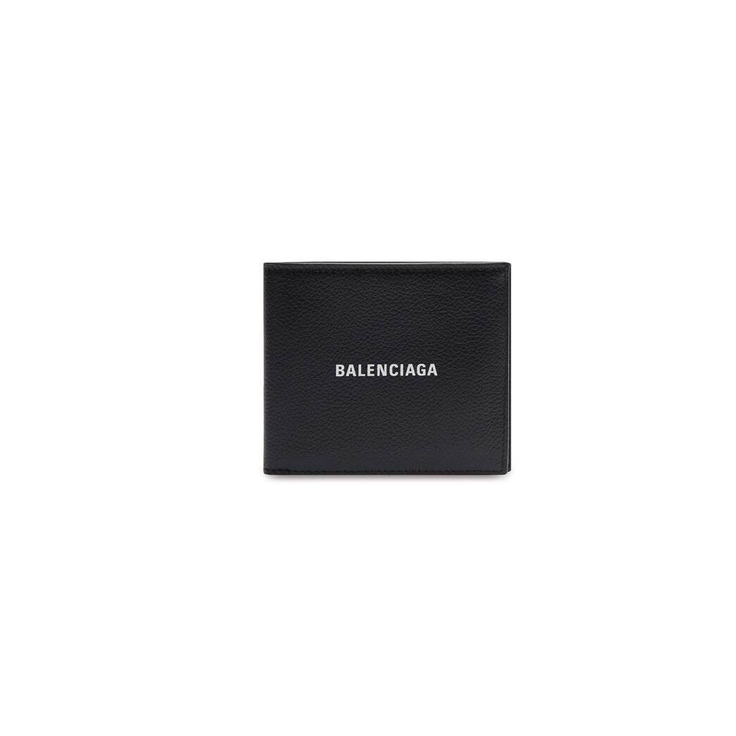 Men\'s Balenciaga Cash Square Folded Wallets Black / White | 3061DSKQR