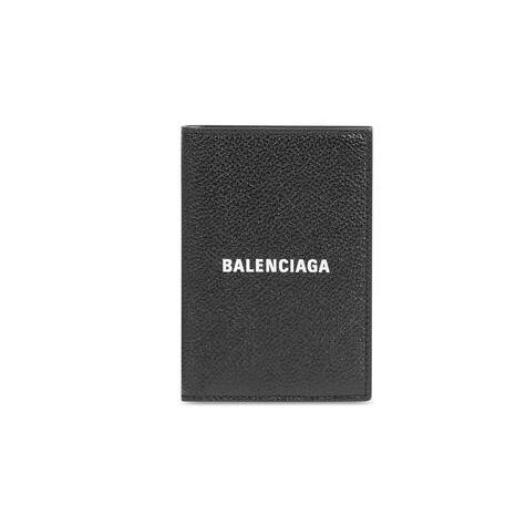 Men's Balenciaga Cash Vertical Bifolded Wallets Black / White | 1285EGLYU