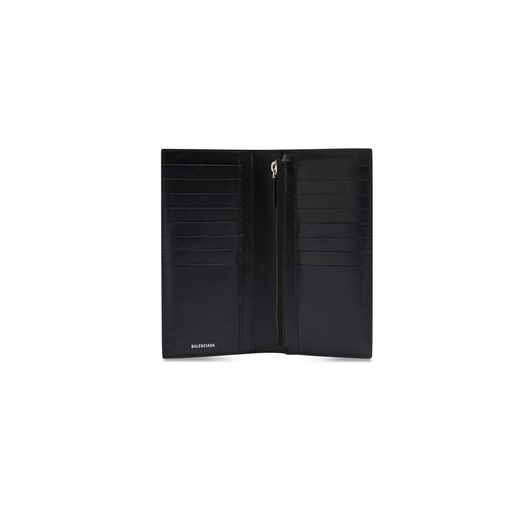 Men's Balenciaga Cash Vertical Long Wallets Black | 2897JKQRG