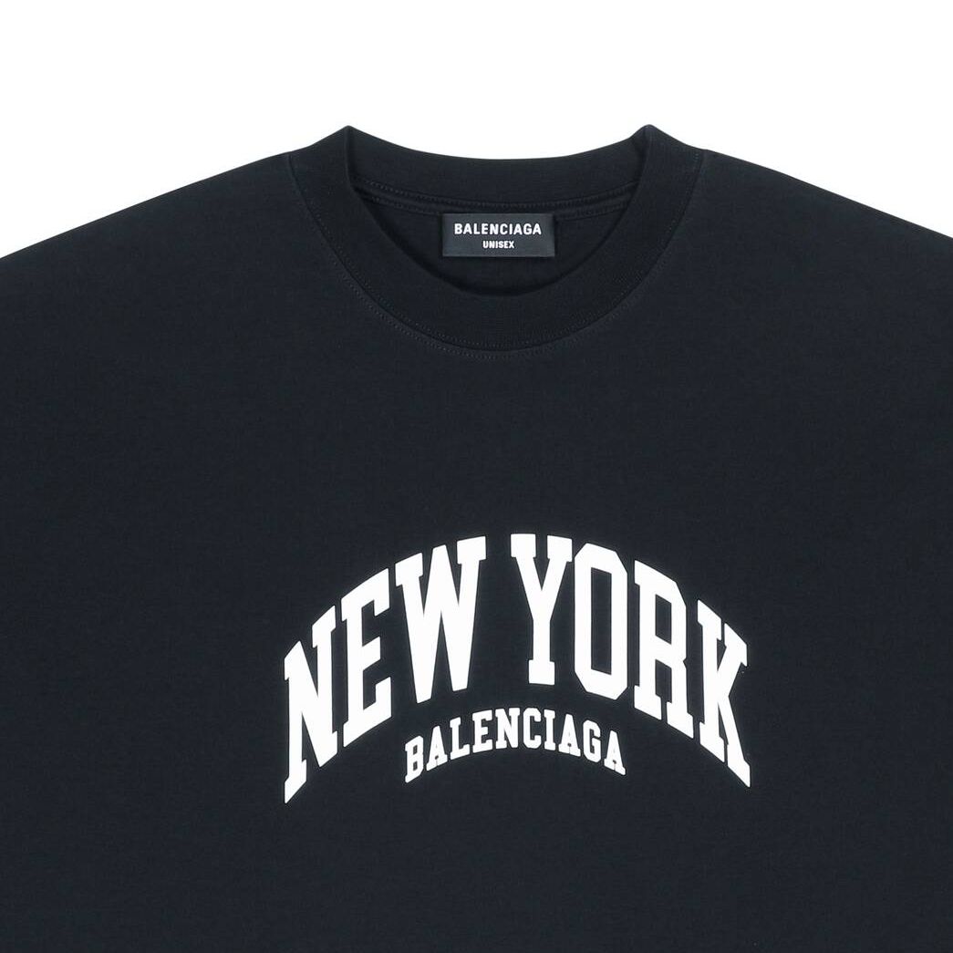 Men's Balenciaga Cities New York Medium Fit T Shirts Black | 3568TNLFC