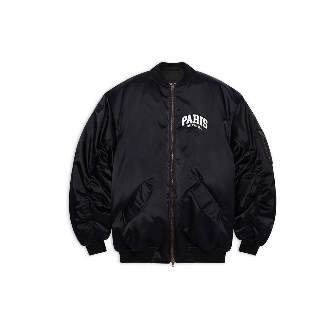 Men's Balenciaga Cities Paris Bomber Jackets Black | 8257NILHE