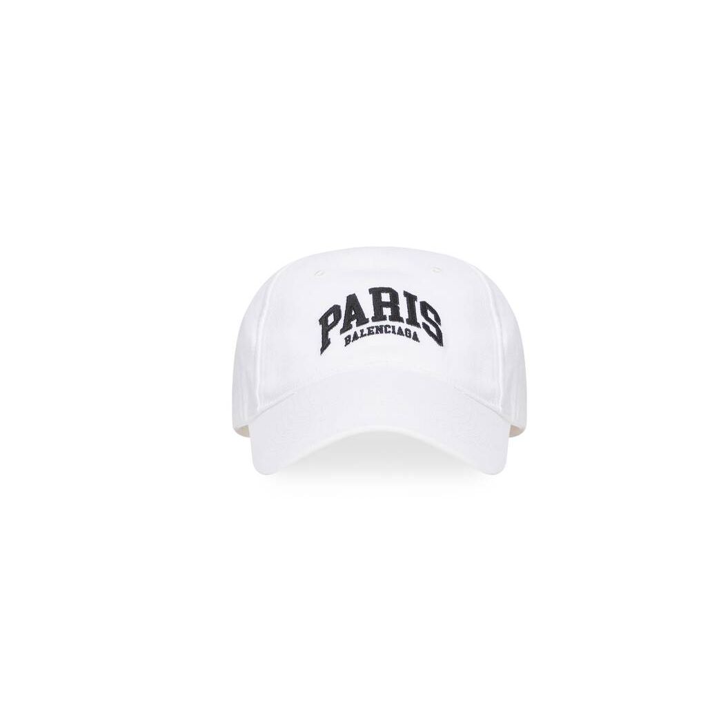 Men\'s Balenciaga Cities Paris Caps White | 5243QMHUJ