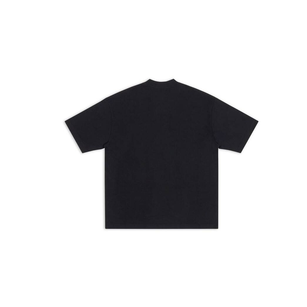 Men's Balenciaga Cities Paris Medium Fit T Shirts Black | 8405TUNKY