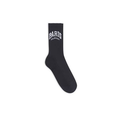 Men's Balenciaga Cities Paris Tennis Socks Black | 6714EHRTV