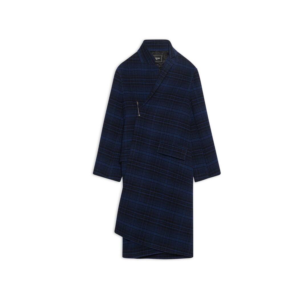 Men's Balenciaga Cocoon Coat Jackets Indigo | 1495JTQVY