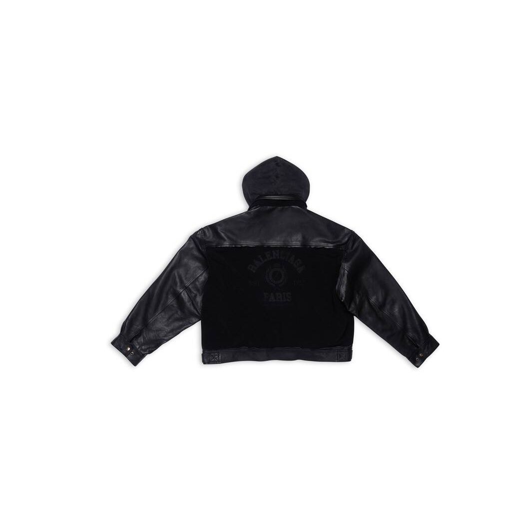 Men's Balenciaga College 1917 Hooded Jackets Black | 1850IQXWK