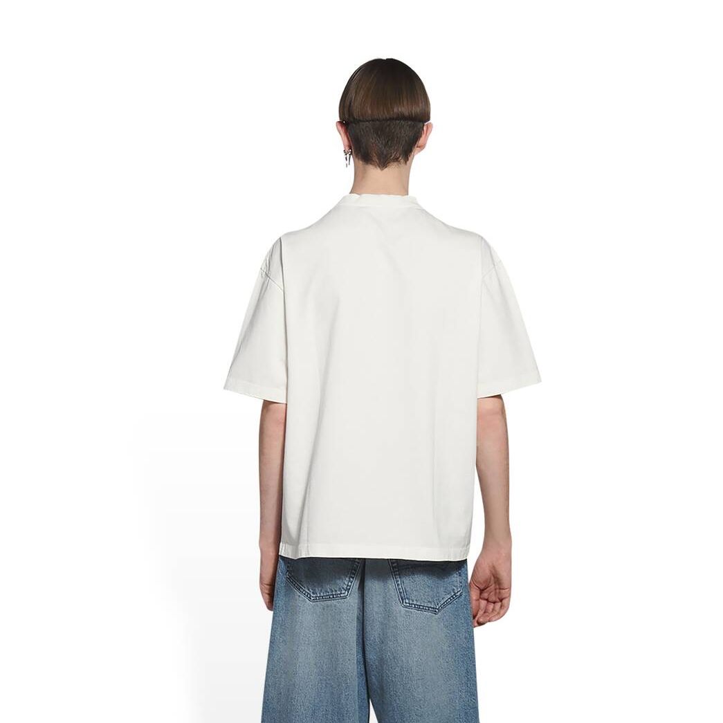 Men's Balenciaga College Medium Fit T Shirts White | 1094KFINH