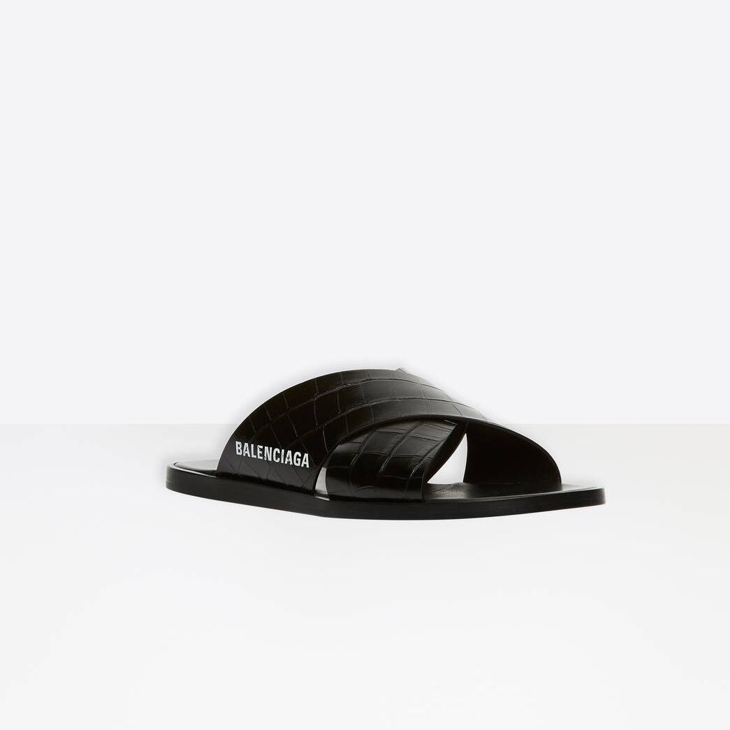 Men's Balenciaga Cosy Sandals Black / White | 4602RIHWU